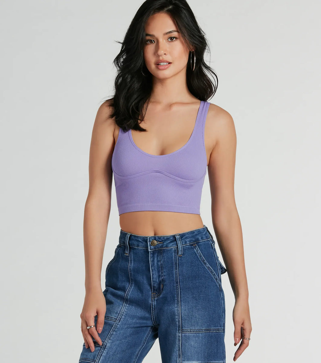 Fave Staple Ribbed Knit Cropped Tank Top