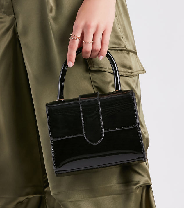 Mini Square Shoulder Bag, Trendy Faux Leather Flap Purse, Women's