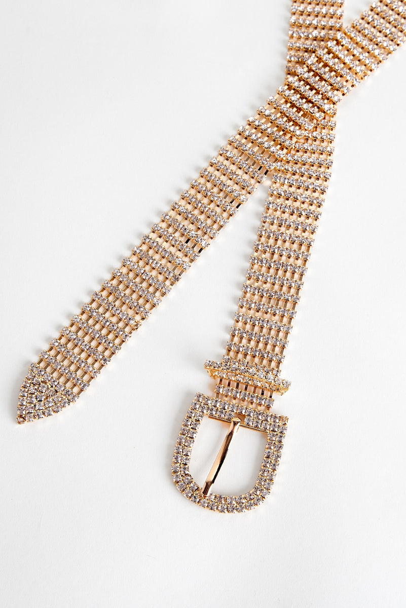 Gold Skinny Rhinestone Belt & Windsor