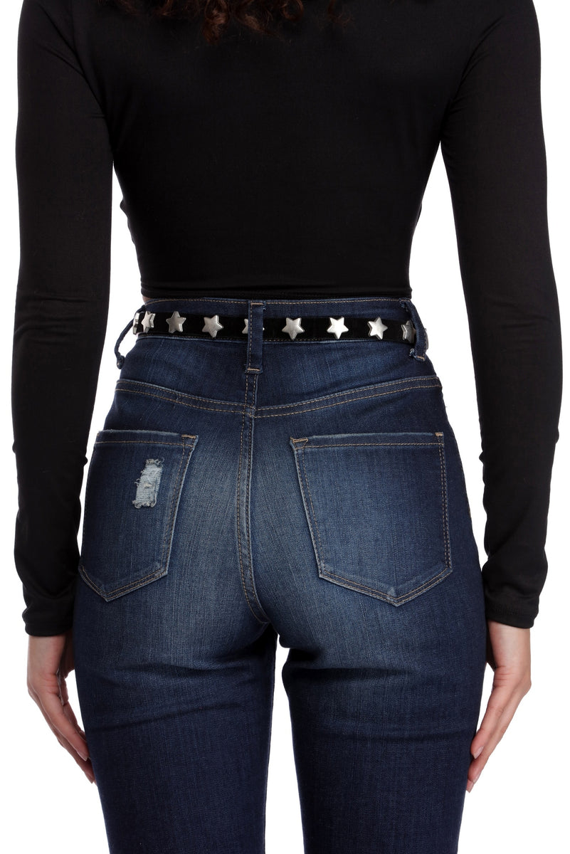 Black Star Studded Faux Leather Belt