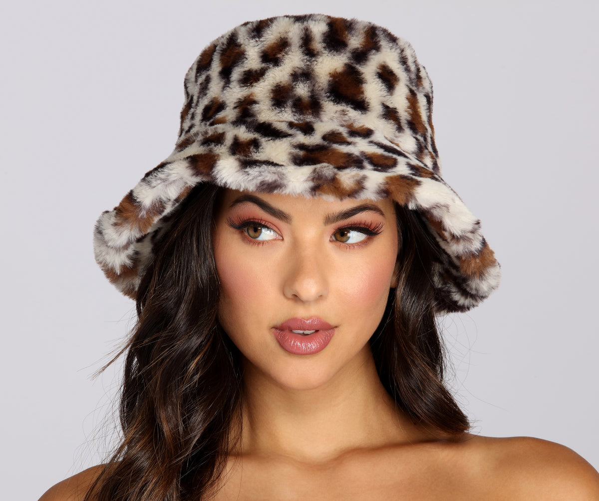 Fur Leopard Bucket Hat