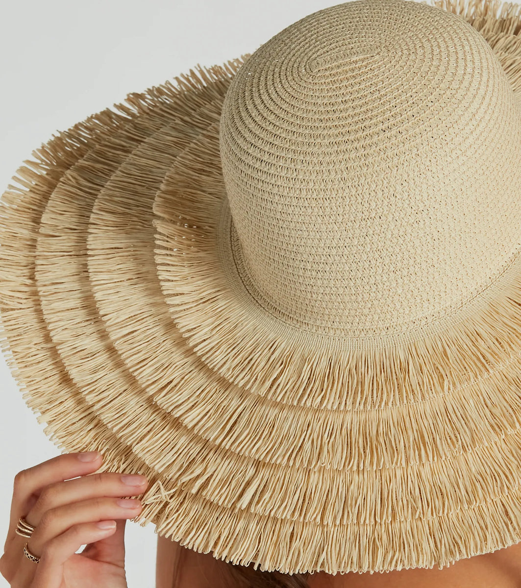 Boho Chic Tiered Floppy Straw Hat