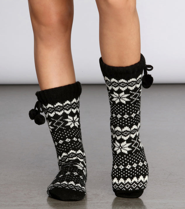 Ladies Fairisle Snuggle Slipper Socks