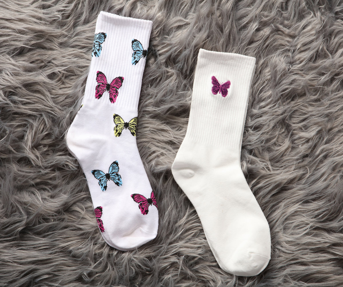 Two Pack Butterfly Crew Socks