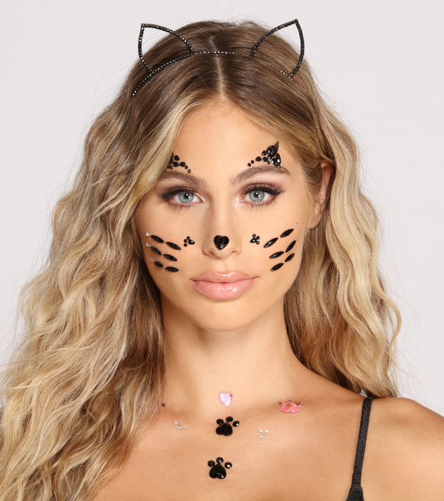 Sassy And Spooky Halloween Costume Cat Face Gems