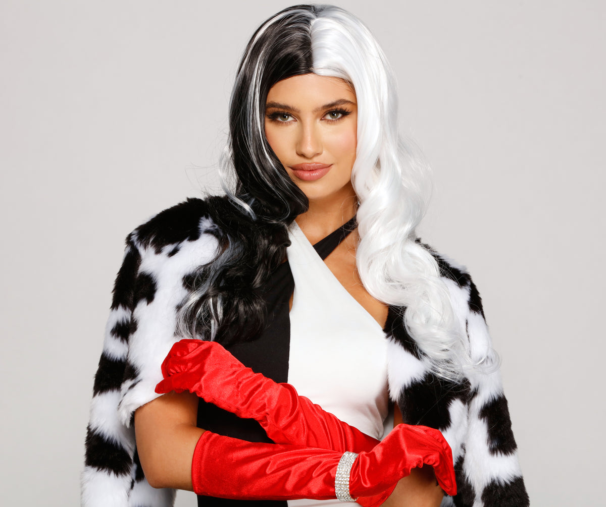 Villainous Diva Black And White Long Wig