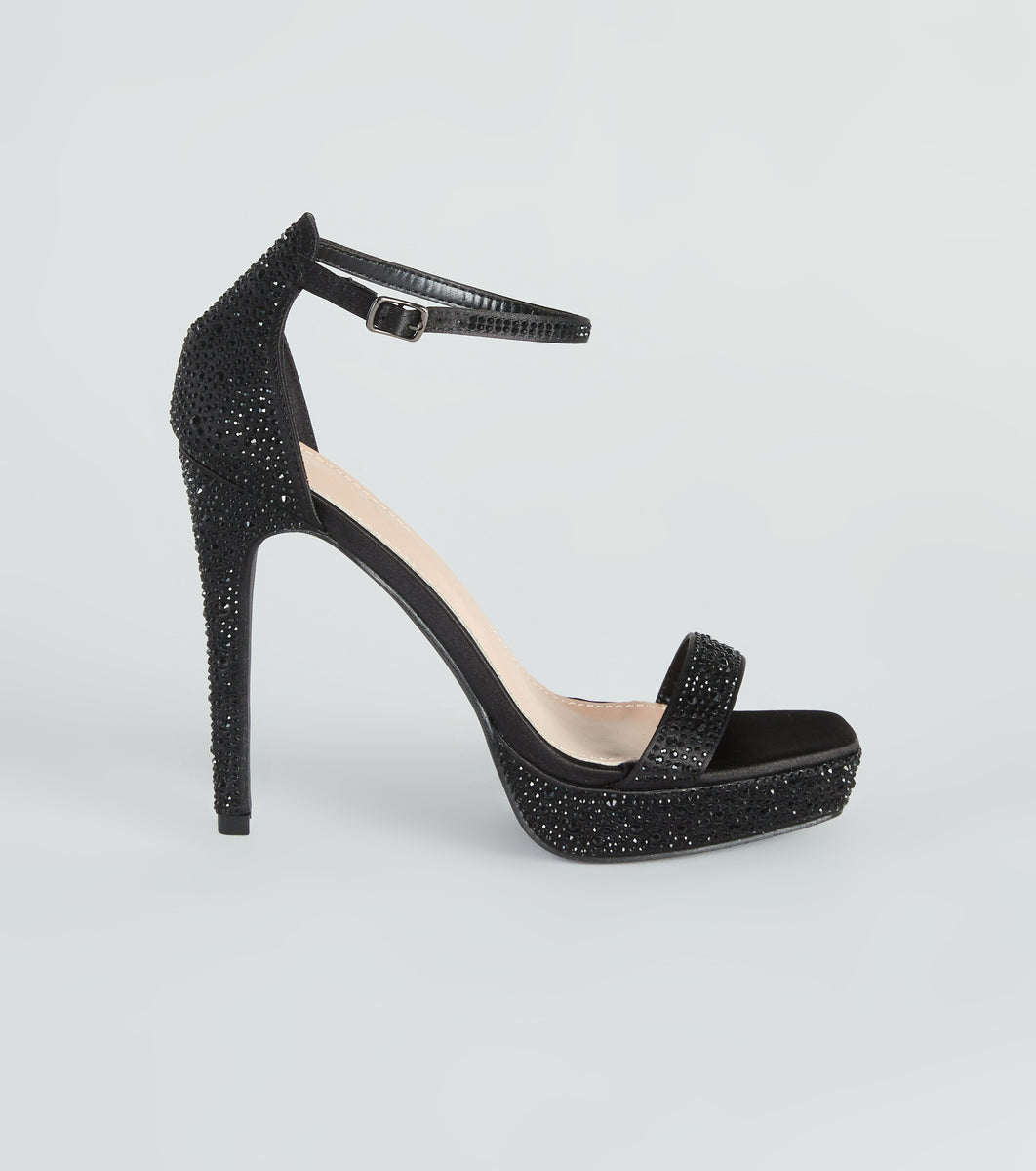 Sparkle At Midnight Rhinestone Platform Heels