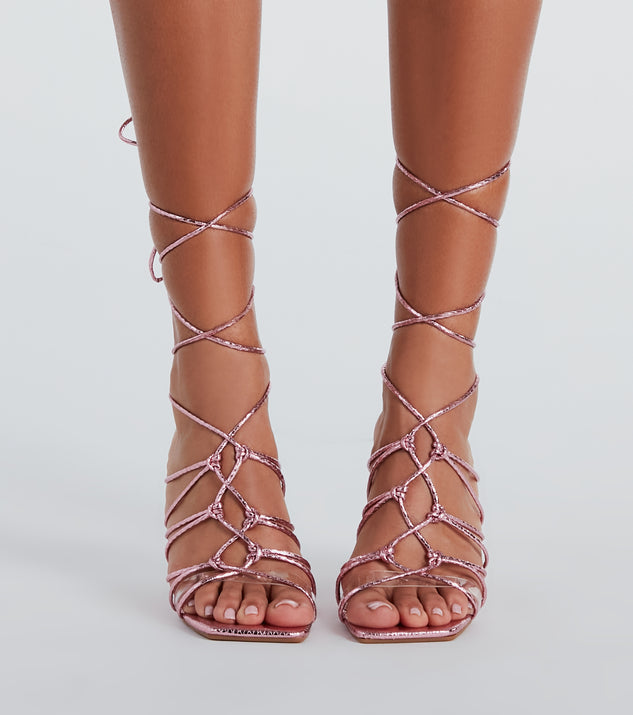 Caged lace up hot sale heels