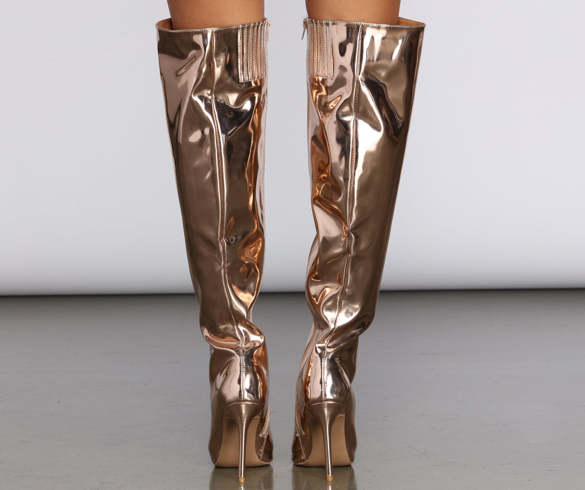 Metallic Marvel Stiletto Boots