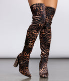 Leopard Diva Over The Knee Boots are chic ladies' shoes to complete your best 2023 outfits. They come in a variety of trendy women's shoe styles like platforms and dressy low-heels, & are available in wide widths for better comfort.