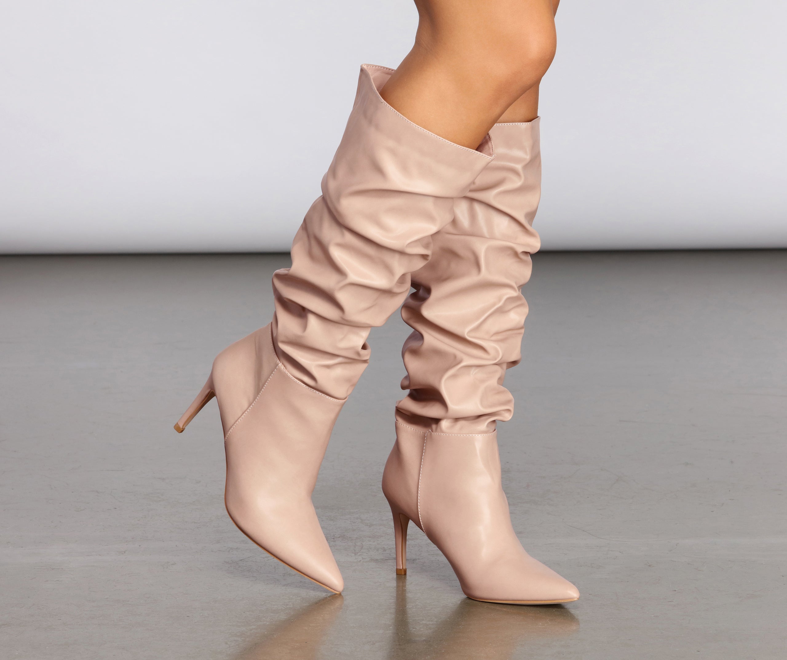 Tan knee high stiletto cheap boots