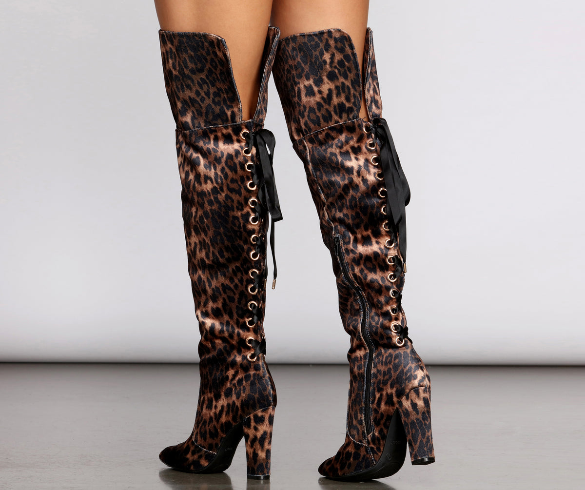 Leopard Print Thigh High Velvet Boots & Windsor