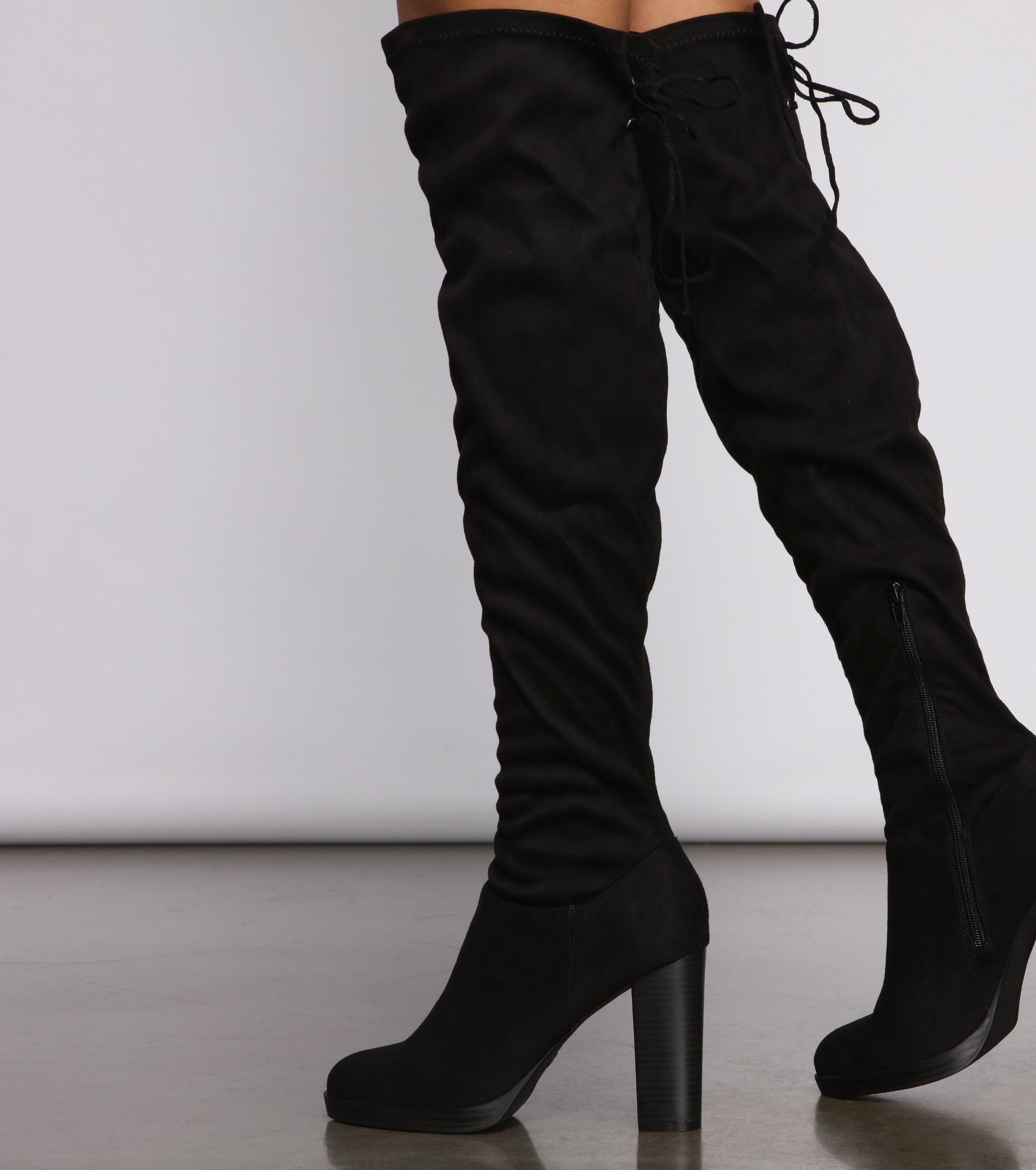 Over The Knee Stacked Block Heeled Boots & Windsor