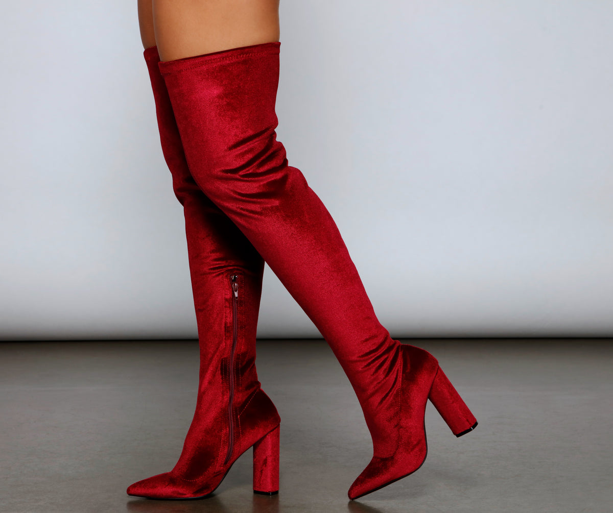 La DoubleJ Edie velvet boots - Red