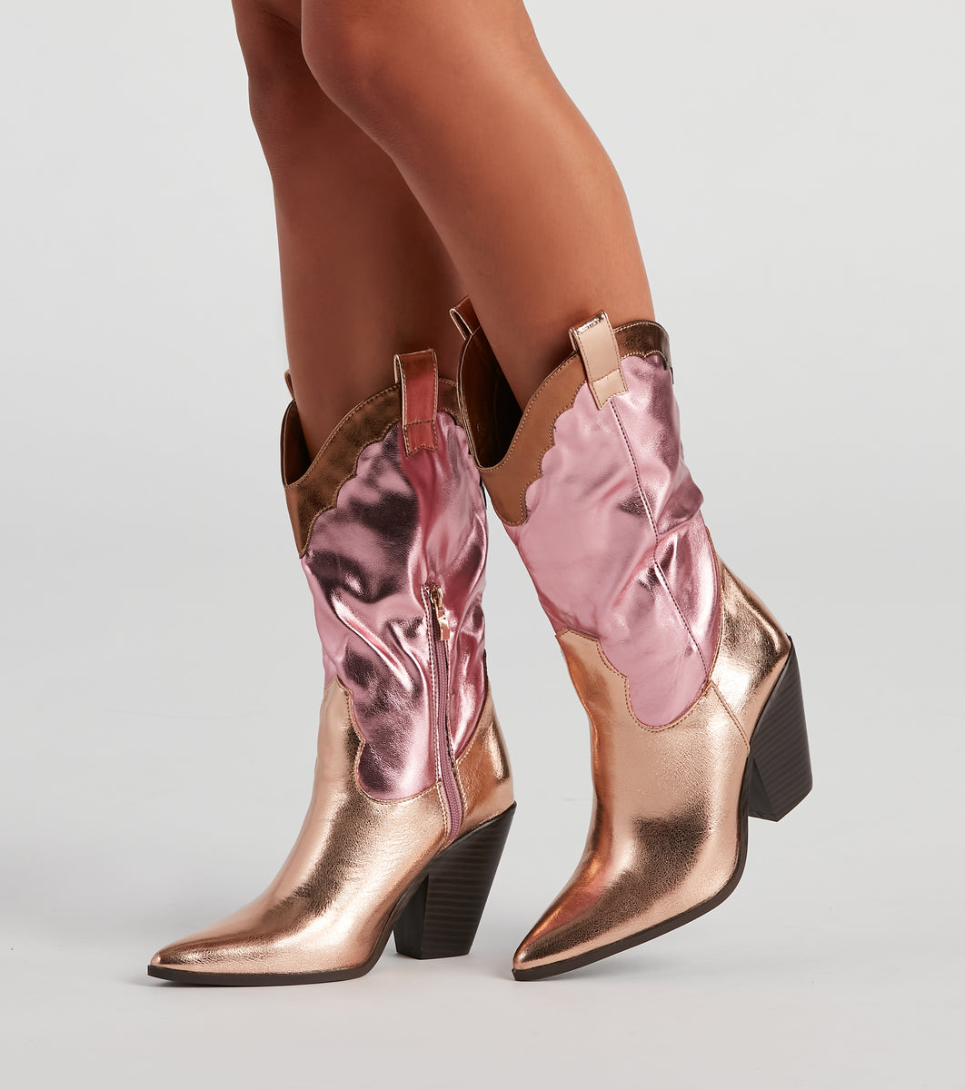 Howdy Partner Metallic Cowgirl Boots