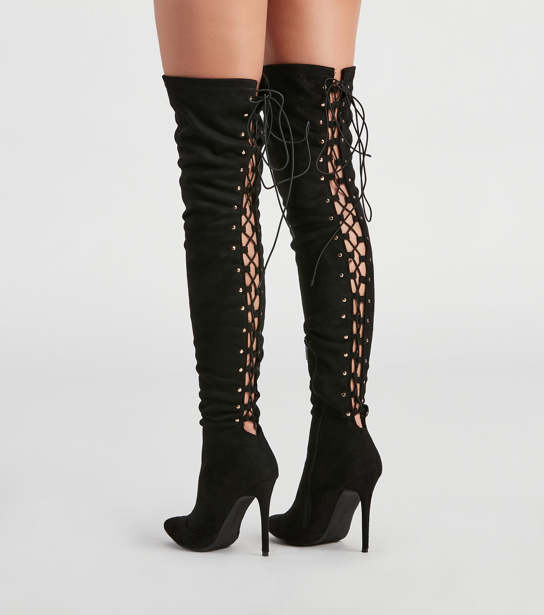Stacked On Style Lace-Up Boots