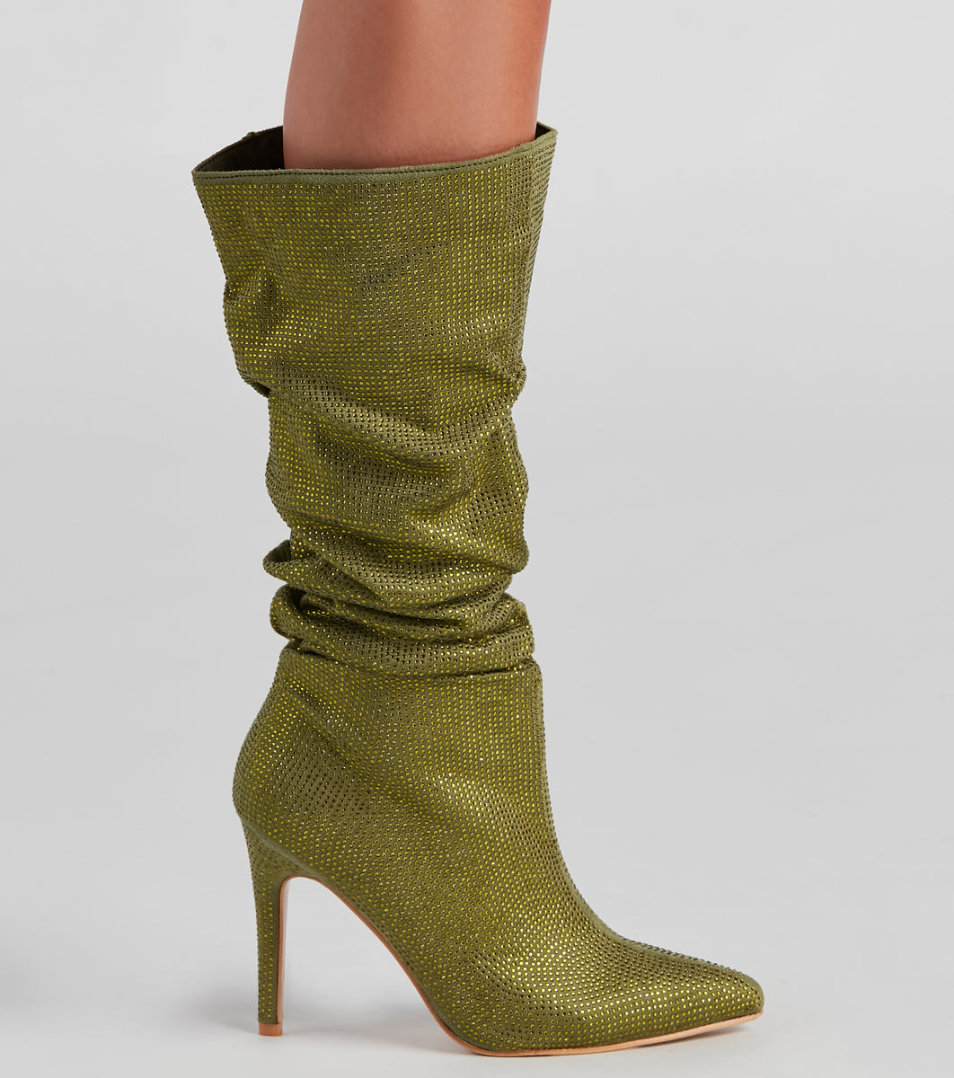 Shimmer Slouch Stiletto Boots