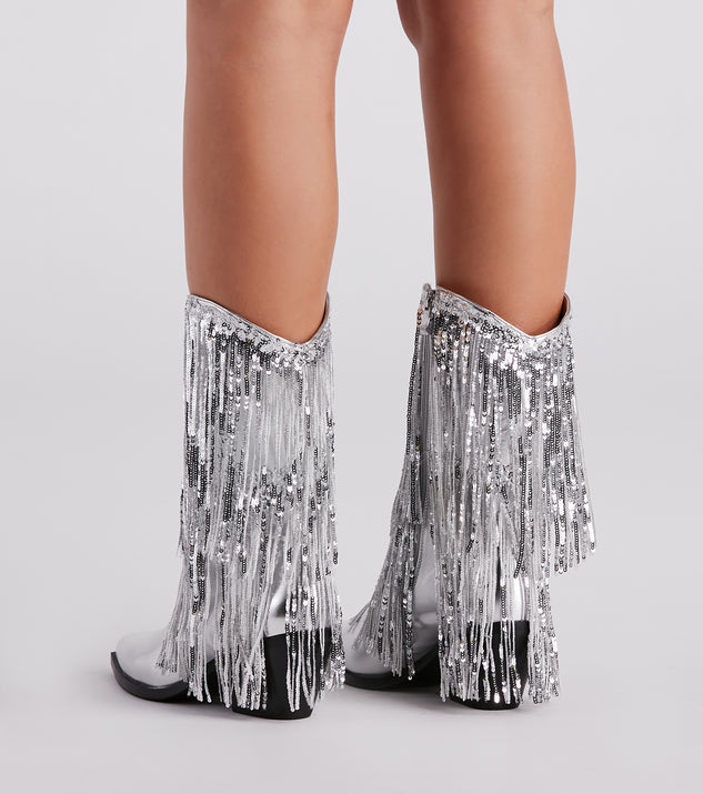 Silver sequin cowboy shops boots