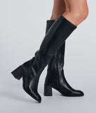 Sleek Strut Faux Leather Fitted Knee-High Boots