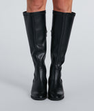 Sleek Strut Faux Leather Fitted Knee-High Boots