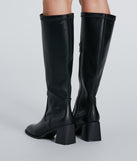 Sleek Strut Faux Leather Fitted Knee-High Boots