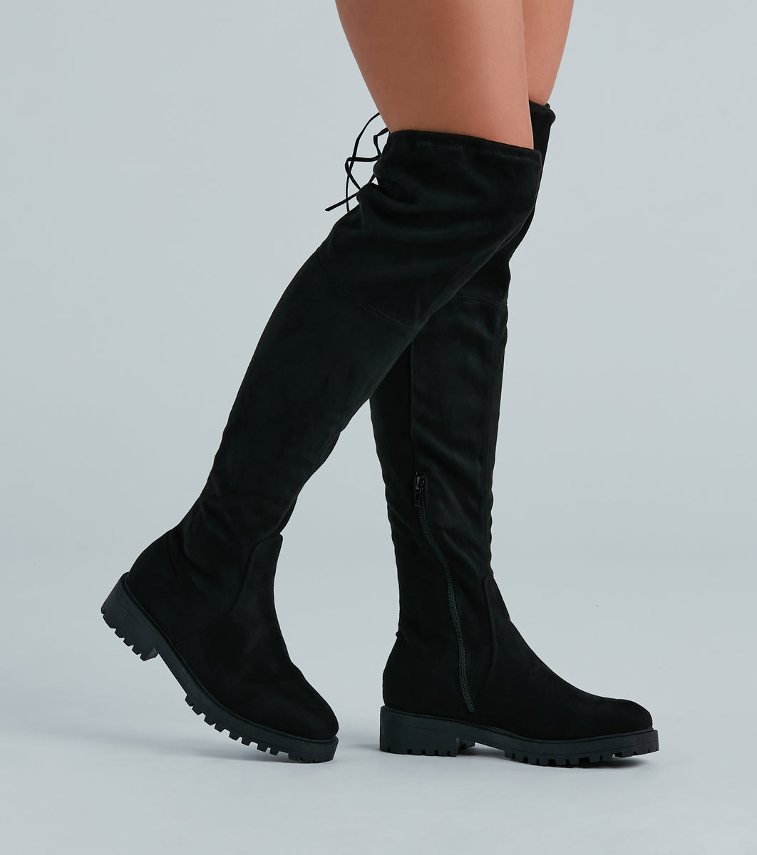 Catch My Drift Over-The-Knee Lug Boots