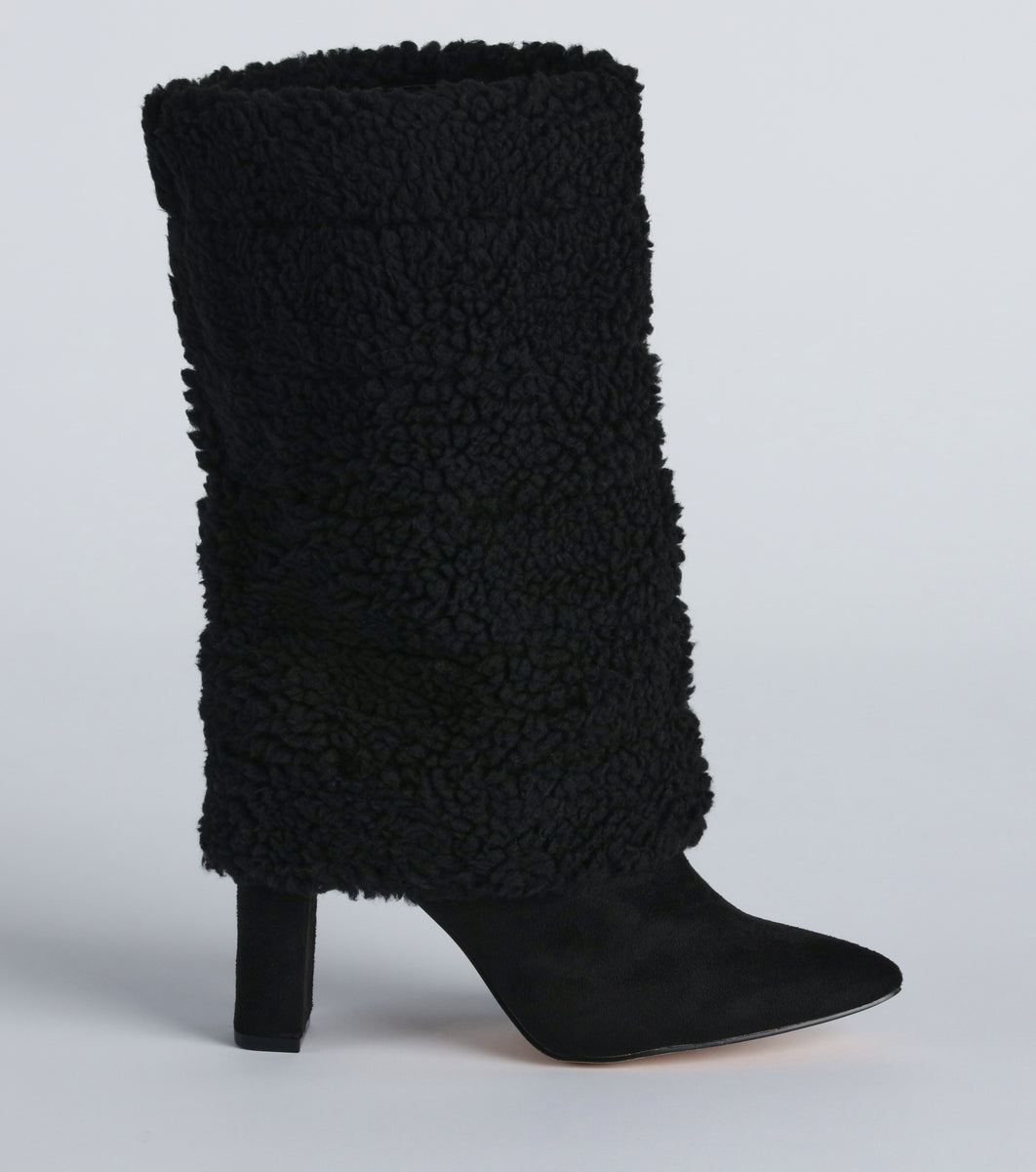 Cozy On Down Faux Sherpa Block Heel Booties