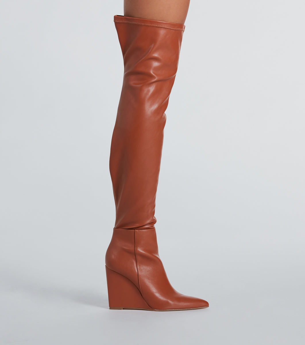 Standing Out Wedge Over-The-Knee Boots