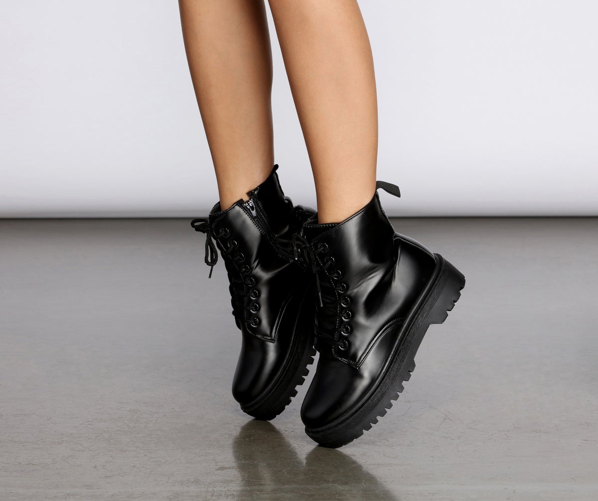 Windsor Don't Mess With Me Platform Combat Boots