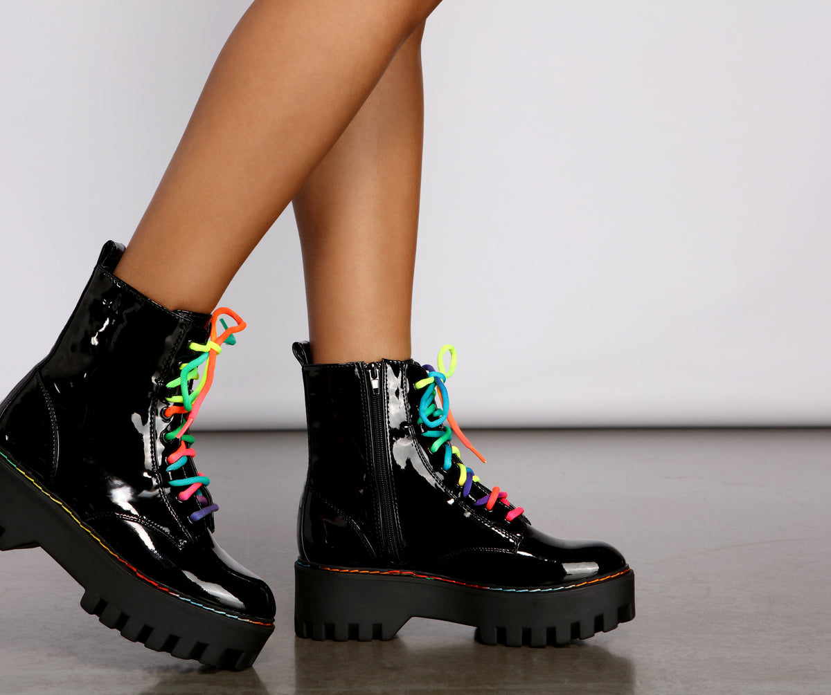 Make A Statement Faux Leather Combat Boots