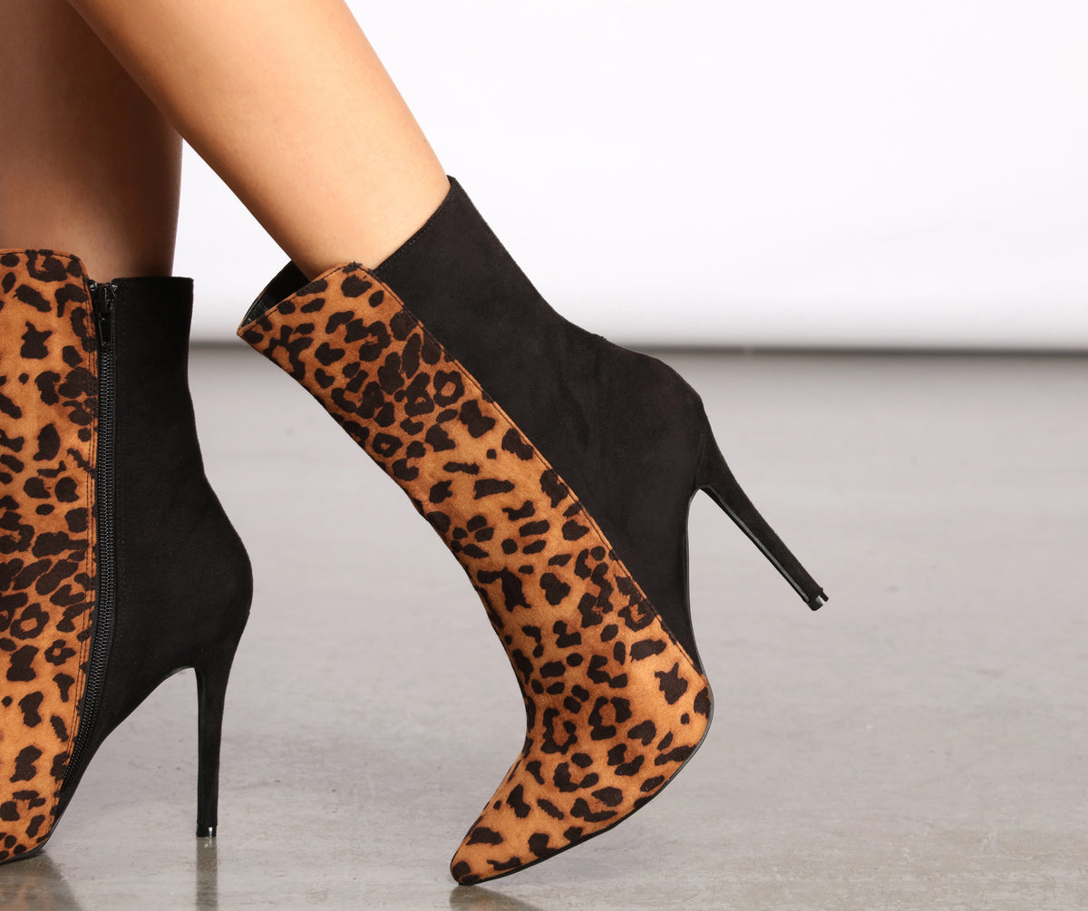 Leopard sales pointed booties