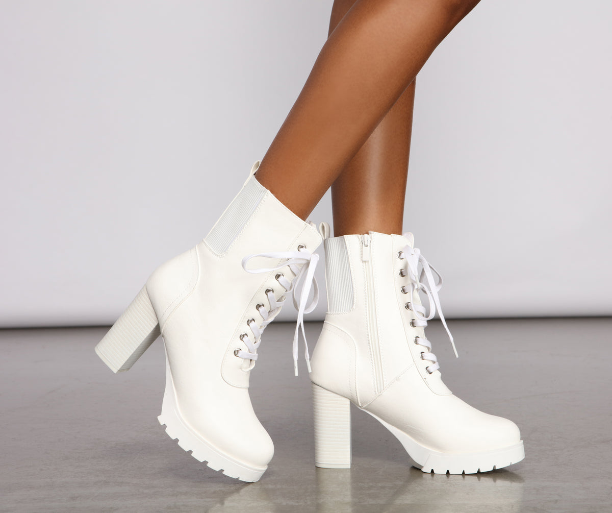 Step Out Style Faux Leather Combat Booties