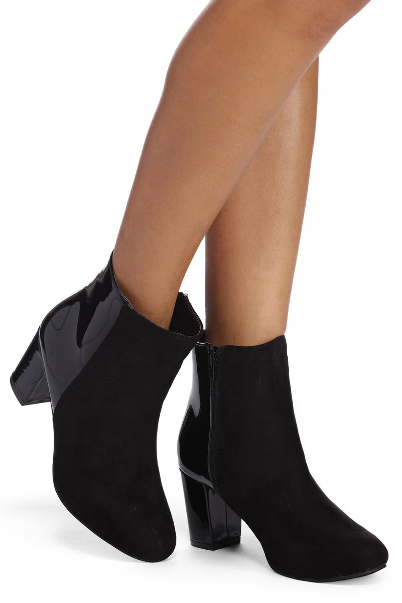 Contrasting Elements Block Heel Booties