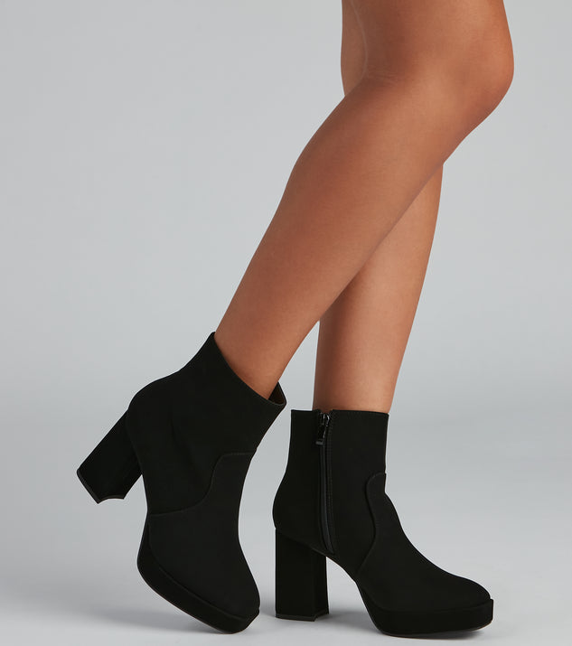 Black suede cheap platform booties