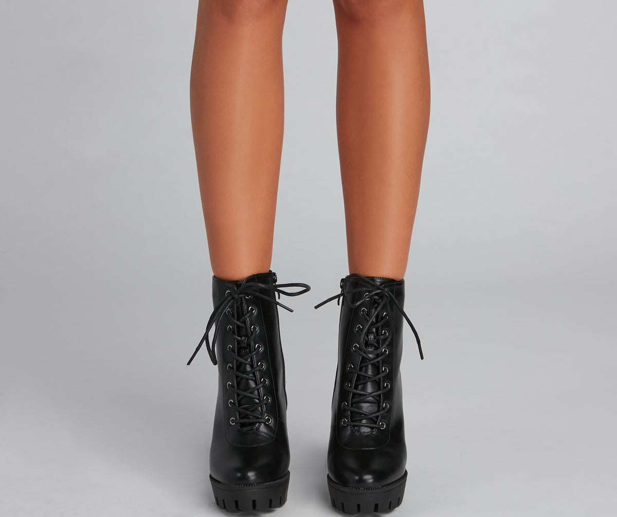 Lug It Faux Leather Booties