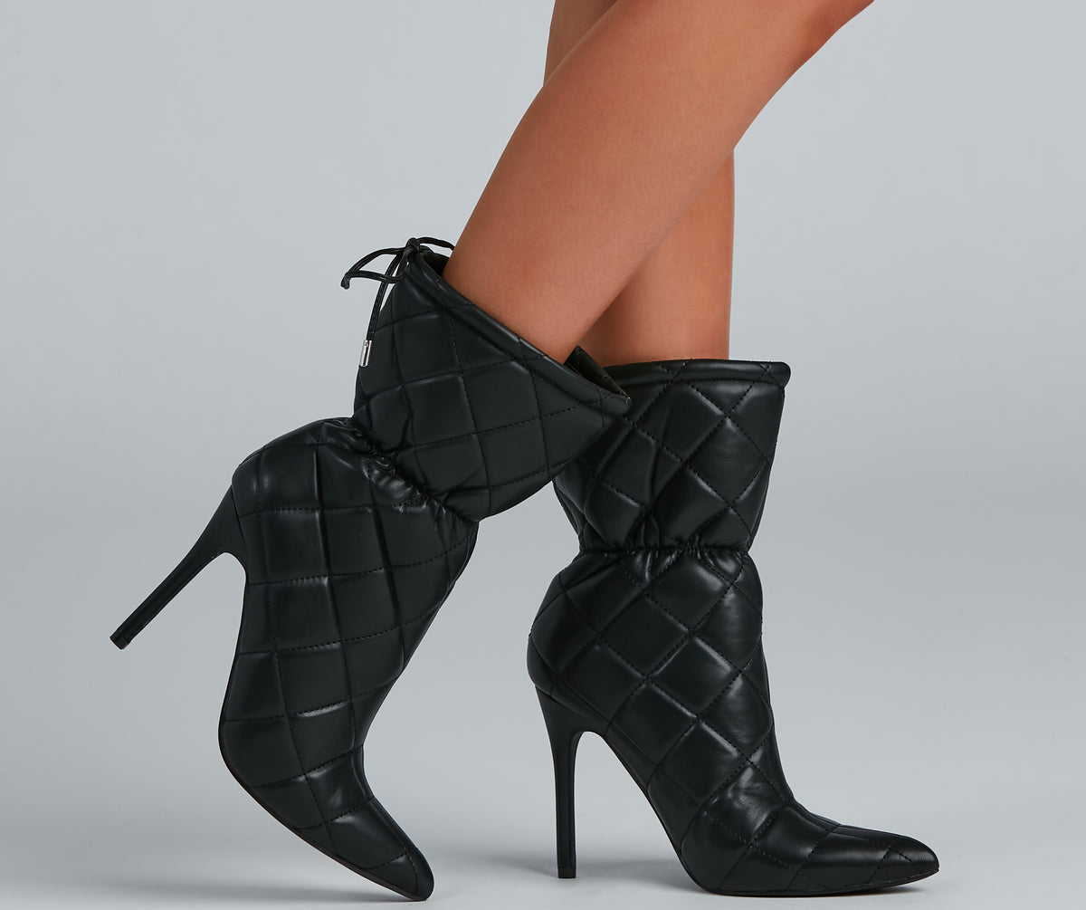 Quilted Beauty Scrunch Stiletto Booties