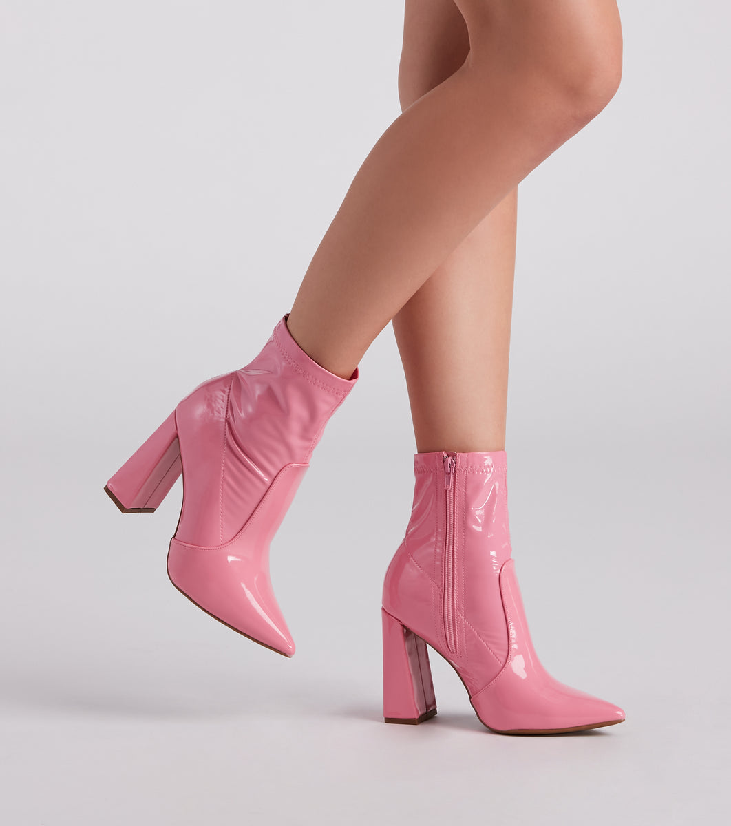 Savvy Sis Patent Pointed Toe Booties
