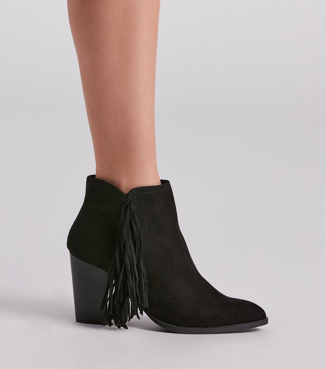 Trendy Strut Fringe Ankle Booties