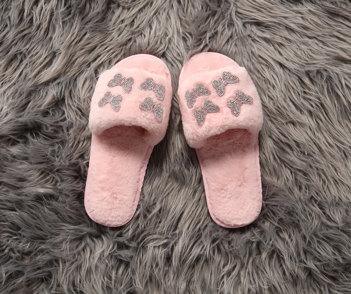 Faux Fur Embroidered Butterfly Slippers & Windsor