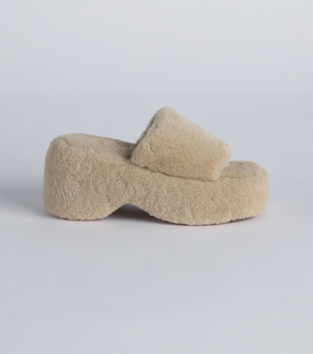 Hello Fabulous Fuzzy Platform Slippers