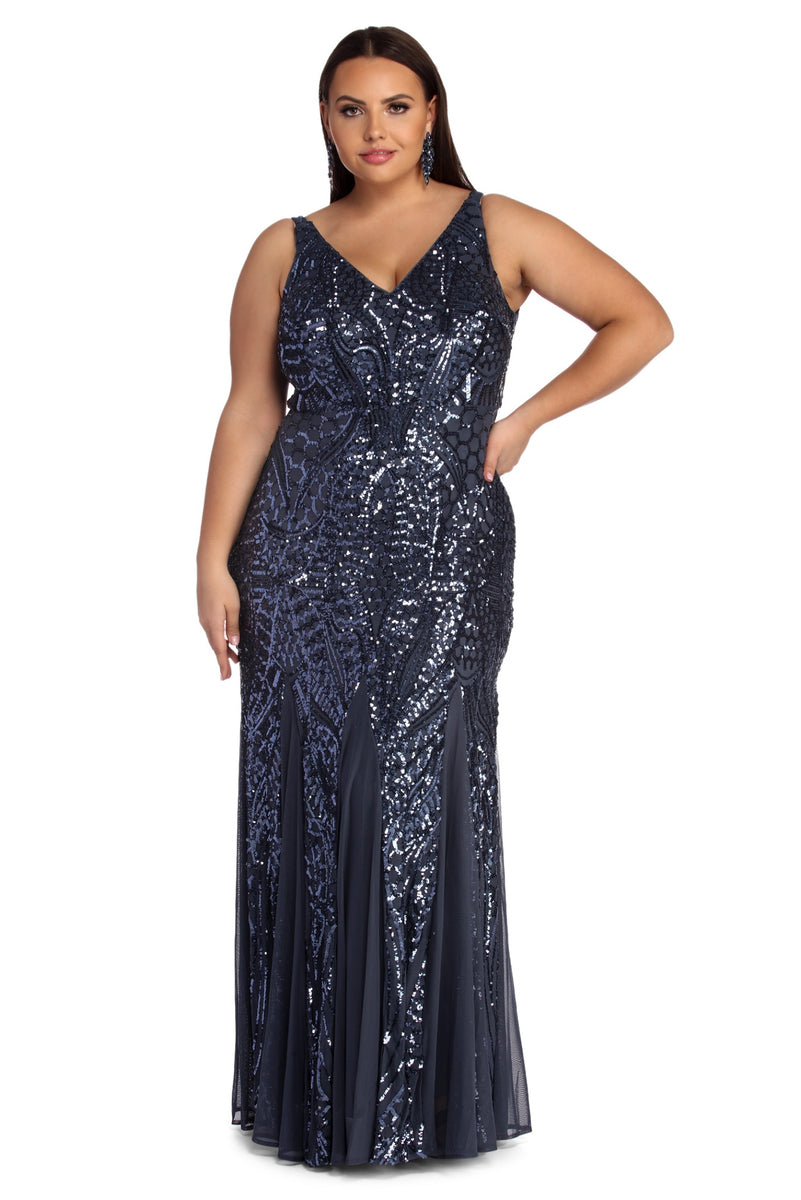 Plus Shana Formal Sequin Dress & Windsor